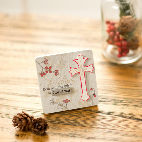 Pavilion Gift Company Christmas Spirit 3" X 3" Self-Standing Plaque