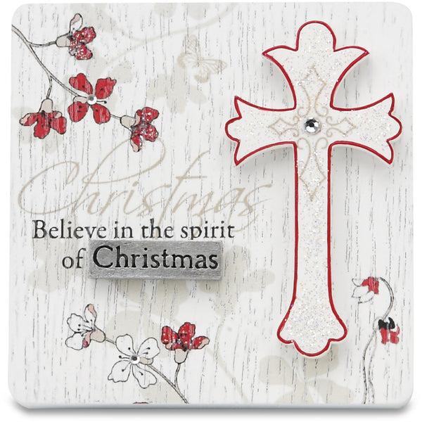 pavilion gift company Christmas Spirit 3" x 3" Self-Standing Plaque
