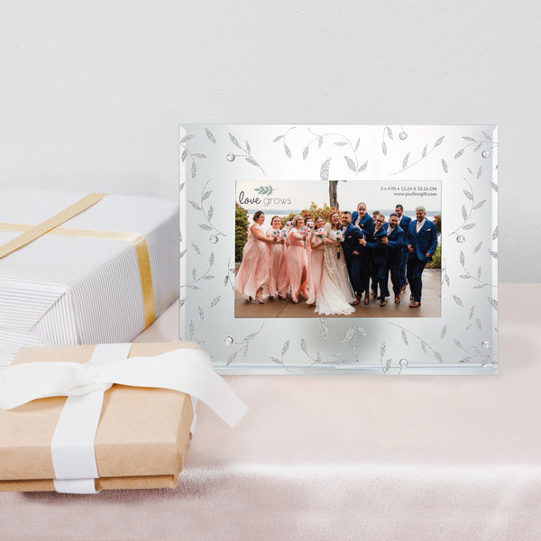 Pavilion Gift Company Clear Gems & Silver Glitter 9" X 7" Frame (Holds 6" X 4" Photo)