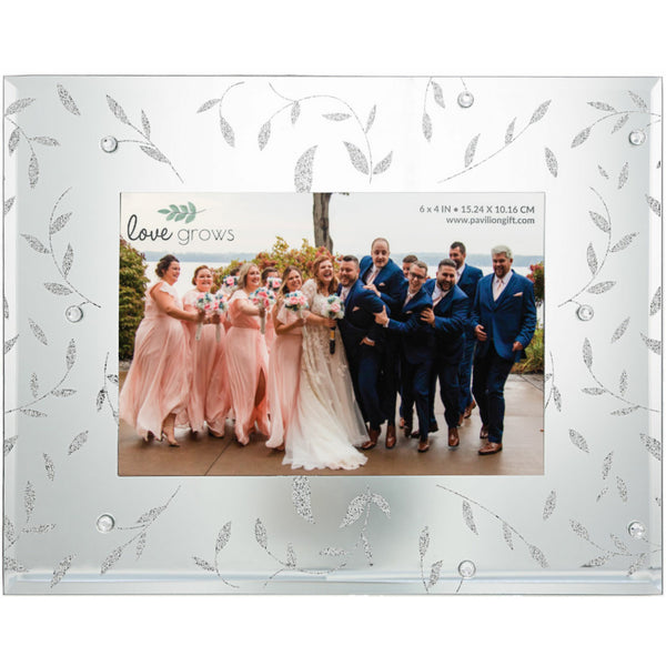 pavilion gift company Clear Gems & Silver Glitter 9" x 7" Frame (Holds 6" x 4" Photo)