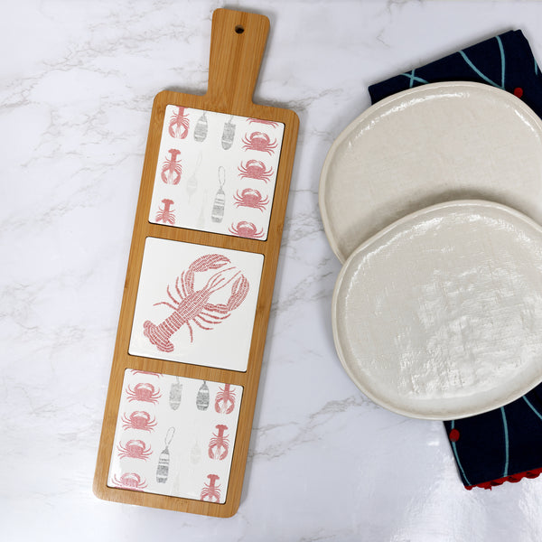 Pavilion Gift Company Coastal 16.5" Bamboo & Ceramic Tile Trivet