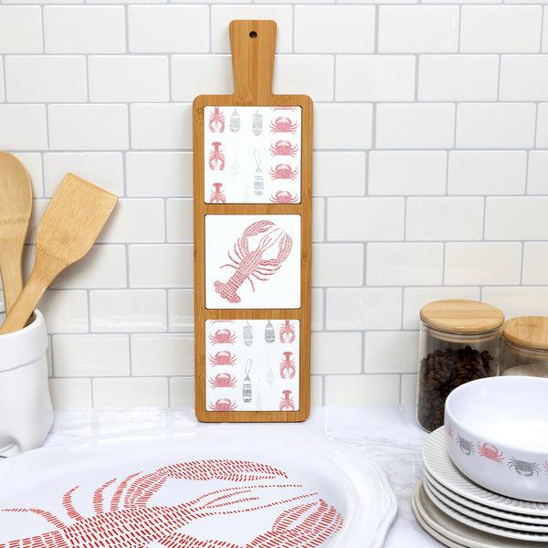 Pavilion Gift Company Coastal 16.5" Bamboo & Ceramic Tile Trivet