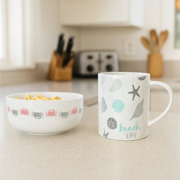 Pavilion Gift Company Coastal 6.25" Melamine Bowls (Set Of 2)