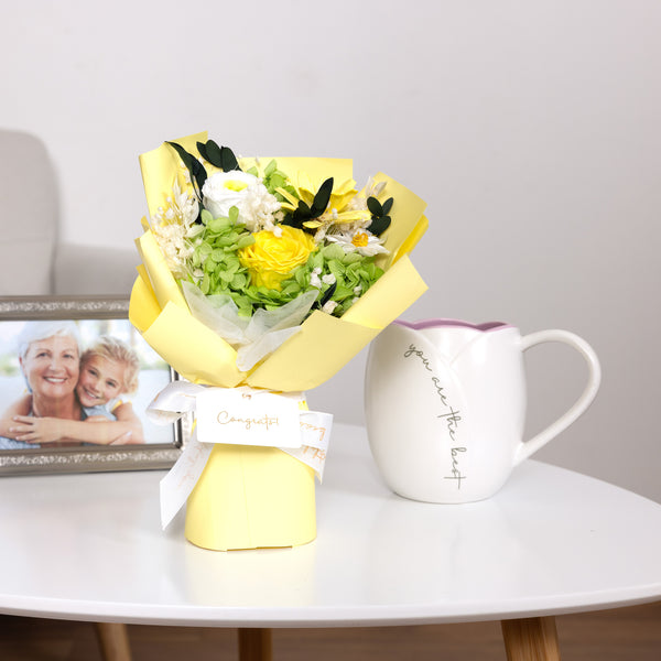 Pavilion Gift Company Congratulations Yellow Preserved Floral Bouquet