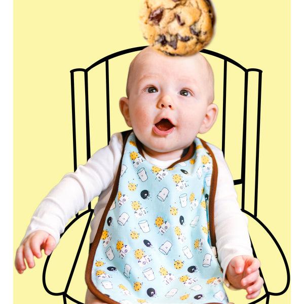 Pavilion Gift Company Cookies And Milk Light Blue Reversible Bib 6 Months - 3 Years