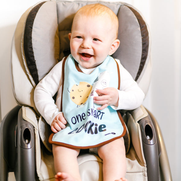 Pavilion Gift Company Cookies And Milk Light Blue Reversible Bib 6 Months - 3 Years