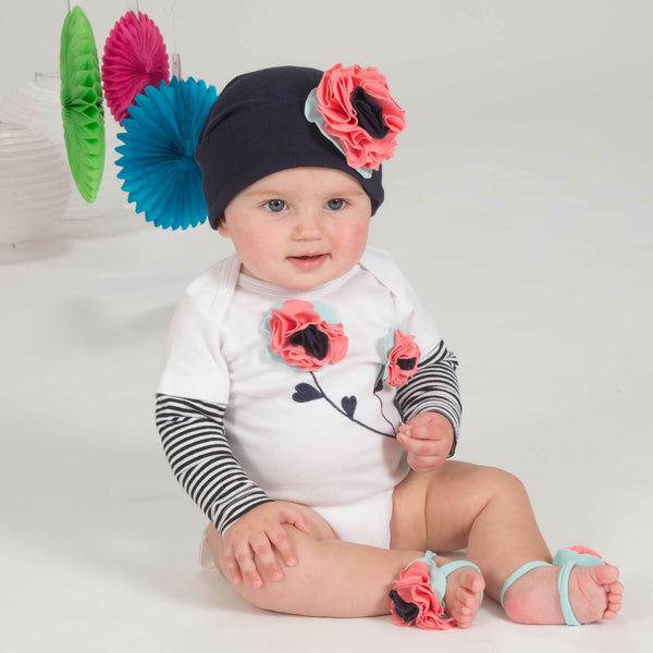 Pavilion Gift Company Coral Sky Flower Hat (12-36 Months)