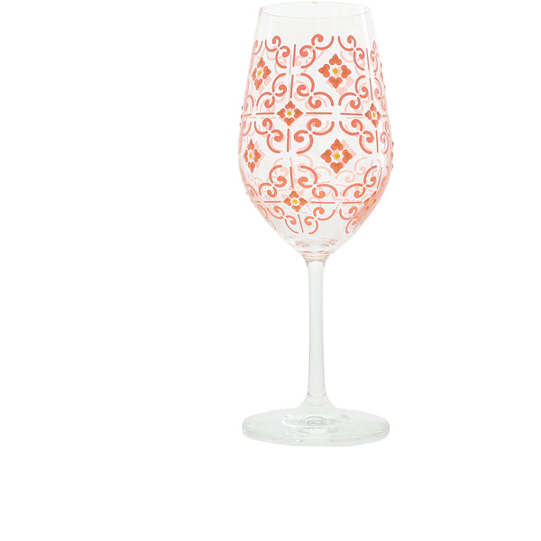 pavilion gift company Coral & Yellow 16 oz Wine Glass
