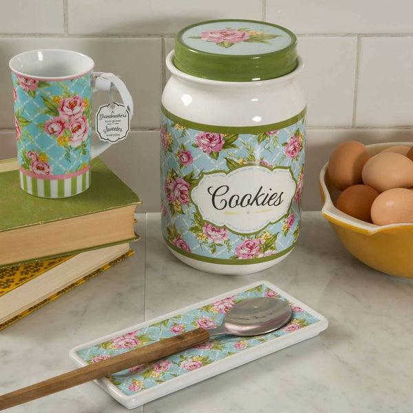 Pavilion Gift Company Cottage Kitchen Rose 3.75" X 8.5" Spoon Rest