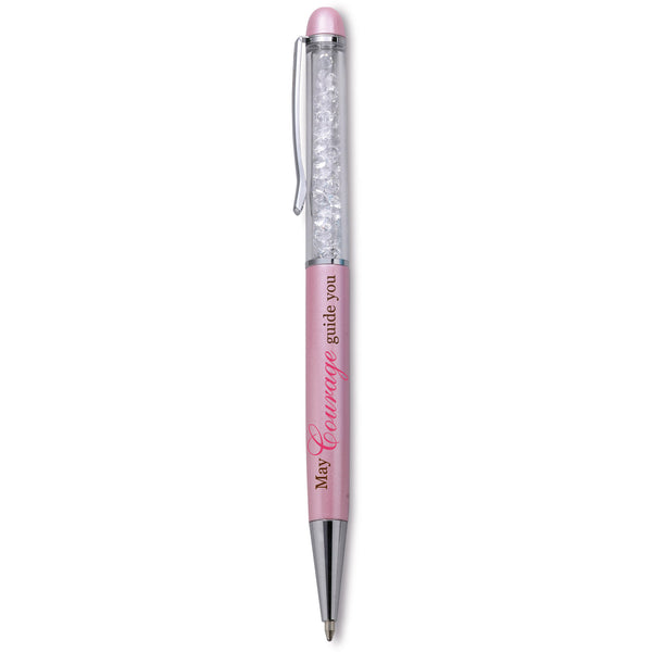 pavilion gift company Courage Pink Pen - 5.75" w/Clear Crystal Gems