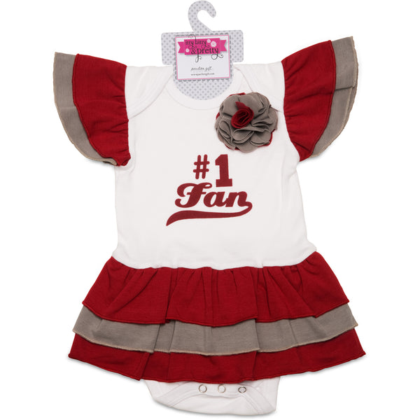 Pavilion Gift Company Crimson & Gray #1 Fan Onesie Dress 0-6 Months