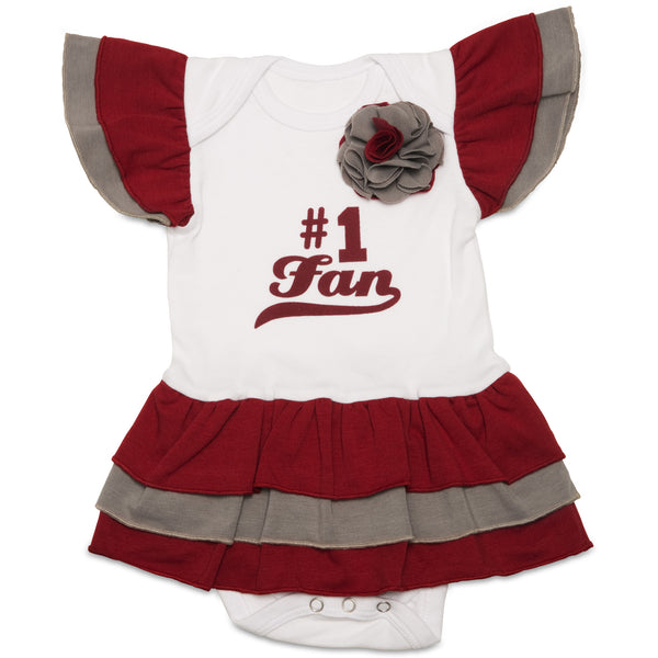 pavilion gift company Crimson & Gray #1 Fan Onesie Dress 0-6 Months