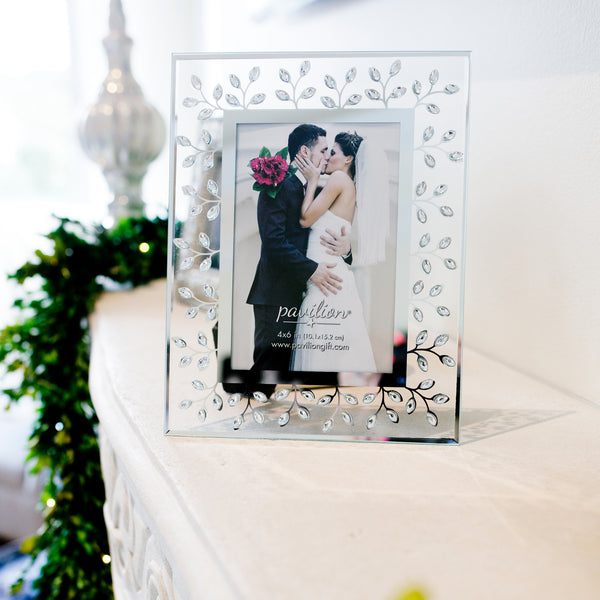 Pavilion Gift Company Crystal Gems And Mirror 7.25" X 9.25" Frame (Holds 4" X 6" Photo)