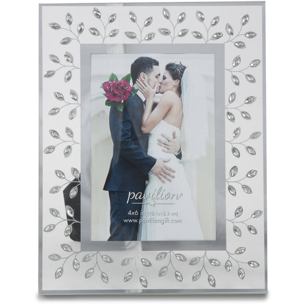 pavilion gift company Crystal Gems and Mirror 7.25" x 9.25" Frame (Holds 4" x 6" Photo)