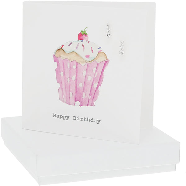 pavilion gift company Cupcake 10mm Sterling Silver Cubic Zirconia Drop Earrings