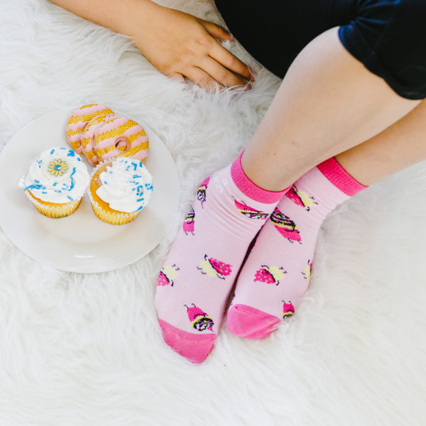 Pavilion Gift Company Cupcakes S/M Youth Cotton Blend Crew Socks