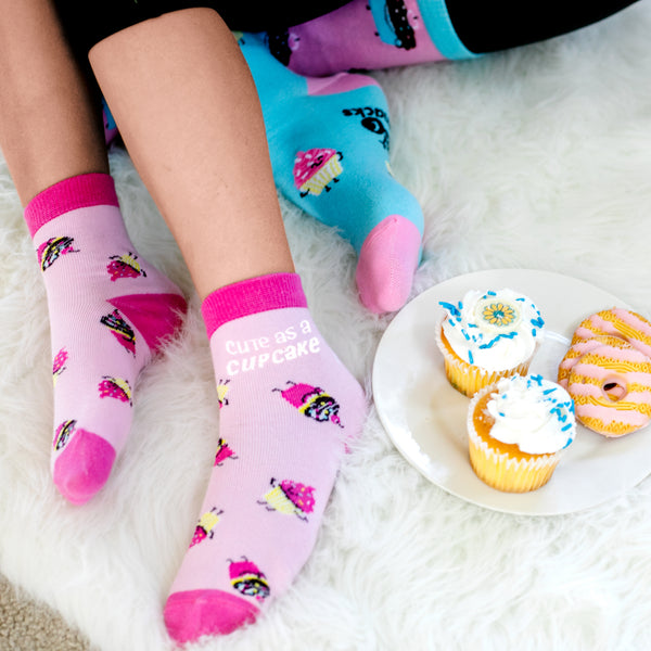 Pavilion Gift Company Cupcakes S/M Youth Cotton Blend Crew Socks