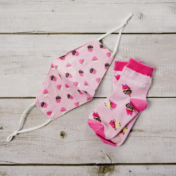 Pavilion Gift Company Cupcakes S/M Youth Cotton Blend Crew Socks