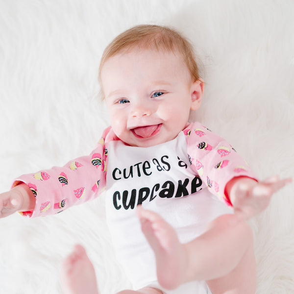 Pavilion Gift Company Cute As A Cupcake 6-12 Months Pink Bodysuit & Pants Set