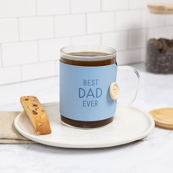 Pavilion Gift Company Dad 16 Oz Wrapped Glass Mug With Coaster Lid