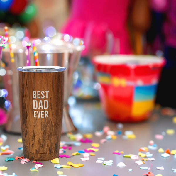 Pavilion Gift Company Dad 20 Oz Wood Finish Stainless Steel Travel Tumbler