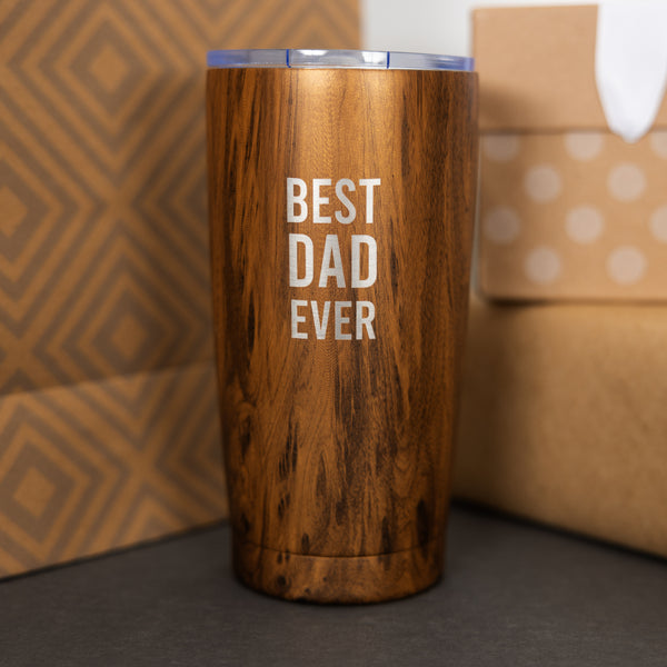 Pavilion Gift Company Dad 20 Oz Wood Finish Stainless Steel Travel Tumbler