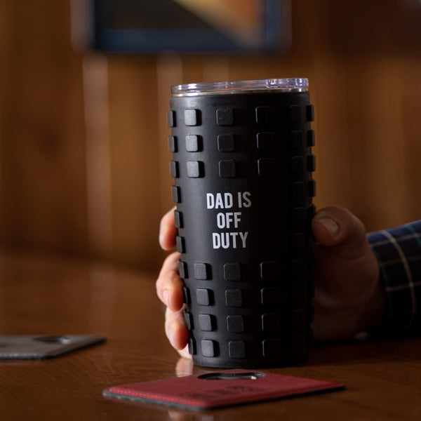 Pavilion Gift Company Dad Off Duty 20 Oz Travel Tumbler With 3D Silicone Wrap
