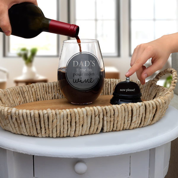 Pavilion Gift Company Dad's Time 30 Oz Wine Glass & Bell Set