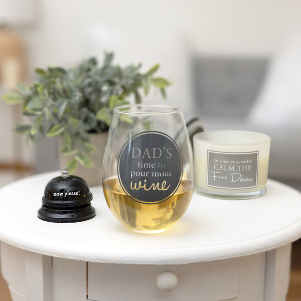 Pavilion Gift Company Dad's Time 30 Oz Wine Glass & Bell Set