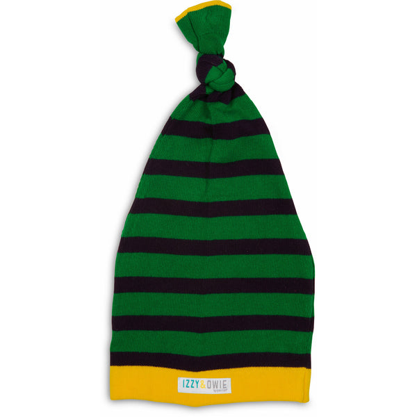 pavilion gift company Dark Green and Navy Stripe 0-12 Month Baby Hat