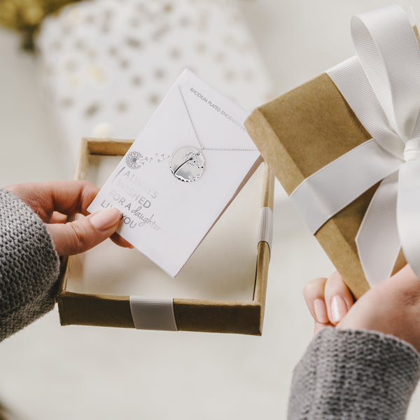 Pavilion Gift Company Daughter 16.5"-18.5" Engraved Rhodium Plated Necklace