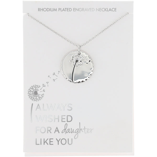 pavilion gift company Daughter 16.5"-18.5" Engraved Rhodium Plated Necklace