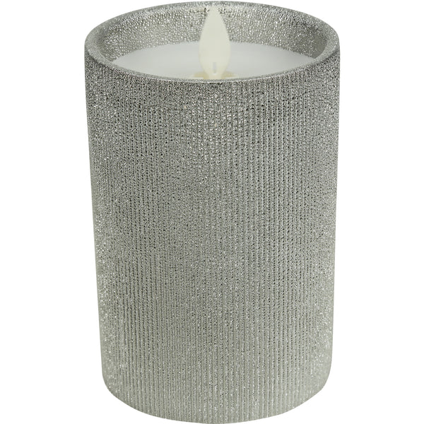 Pavilion Gift Company Daughter 4.75" Pewter Glitter Realistic Flame Candle