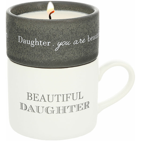 pavilion gift company Daughter Stacking Mug and Candle Set 100% Soy Wax Scent: Tranquility