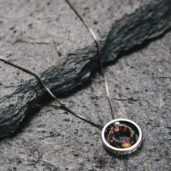 Pavilion Gift Company Daughter Volcano Crystal 17"-19" Engraved Rhodium Plated Austrian Element Necklace