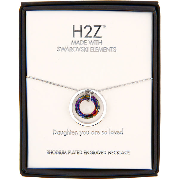 pavilion gift company Daughter Volcano Crystal 17"-19" Engraved Rhodium Plated Austrian Element Necklace