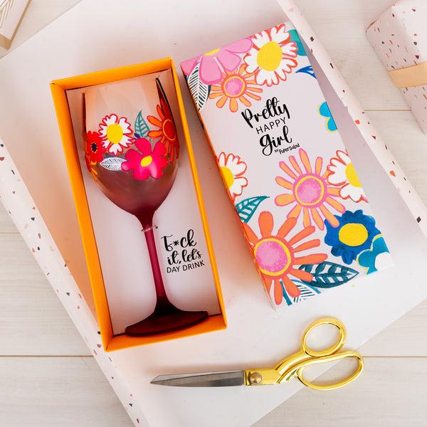 Pavilion Gift Company Day Drink Gift Boxed 18 Oz Wine Glass