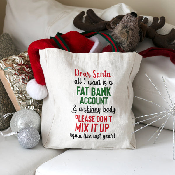 Pavilion Gift Company Dear Santa 100% Cotton Twill Gift Bag