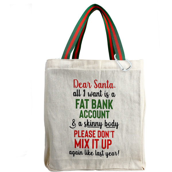 pavilion gift company Dear Santa 100% Cotton Twill Gift Bag