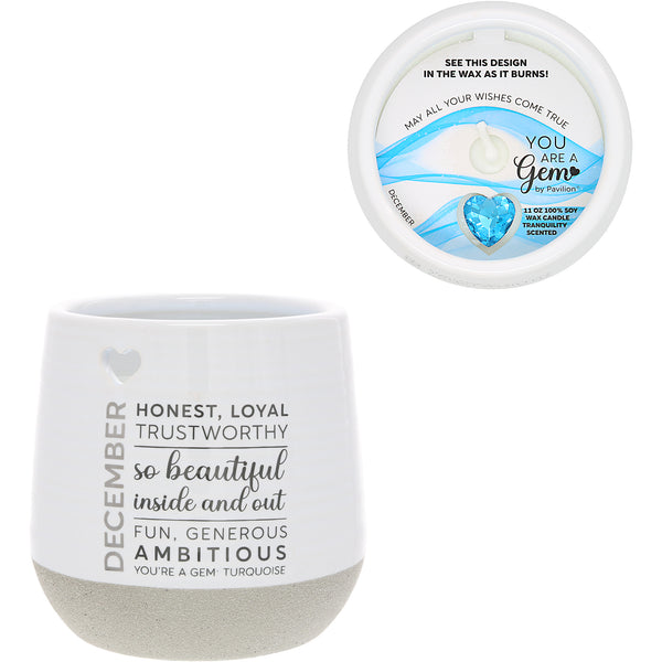 pavilion gift company December 11 oz - 100% Soy Wax Reveal Candle with Birthstone Scent: Tranquility