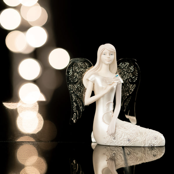 Pavilion Gift Company December Birthstone Angel 3.5" December Angel With Blue Topaz Butterfly