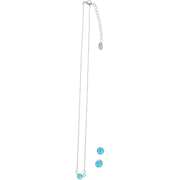 Pavilion Gift Company December Blue Topaz 16.5"-18.5" Birthstone Jewelry Gift Set