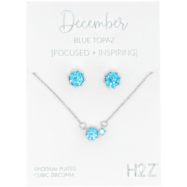 pavilion gift company December Blue Topaz 16.5"-18.5" Birthstone Jewelry Gift Set