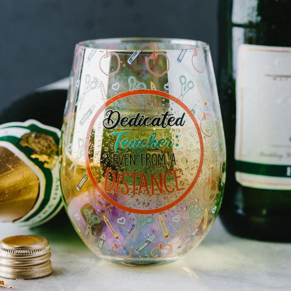 Pavilion Gift Company Dedicated Teacher 18 Oz Stemless Wine Glass