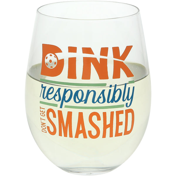 pavilion gift company Dink Responsibly 18 oz Stemless Wine Glass