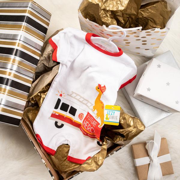 Pavilion Gift Company Dino Firefighter 6-12 Months Romper