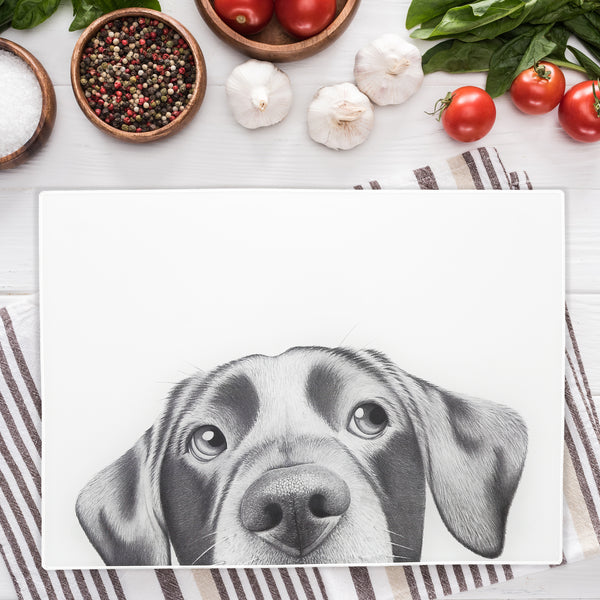 Pavilion Gift Company Dog 13.75" X 9.75" Glass Cutting Board
