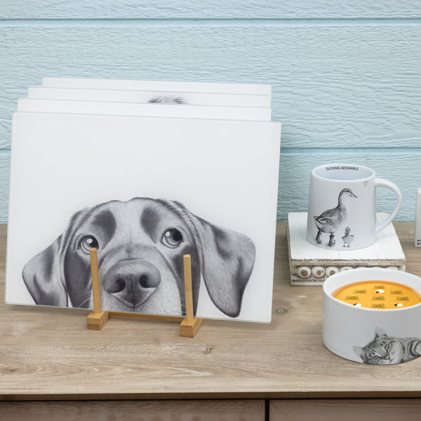 Pavilion Gift Company Dog 13.75" X 9.75" Glass Cutting Board