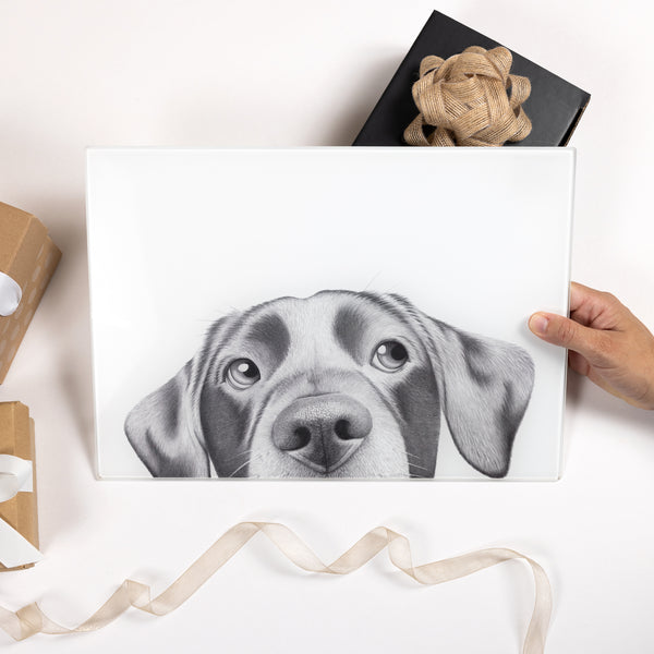 Pavilion Gift Company Dog 13.75" X 9.75" Glass Cutting Board
