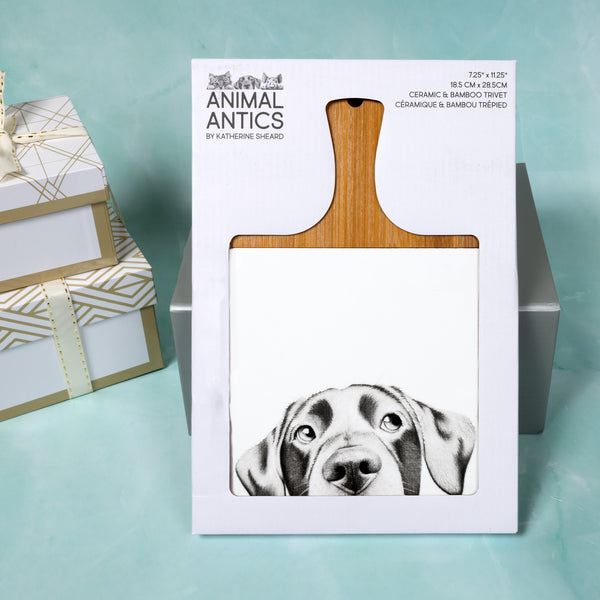 Pavilion Gift Company Dog 7.5" Bamboo & Ceramic Tile Trivet